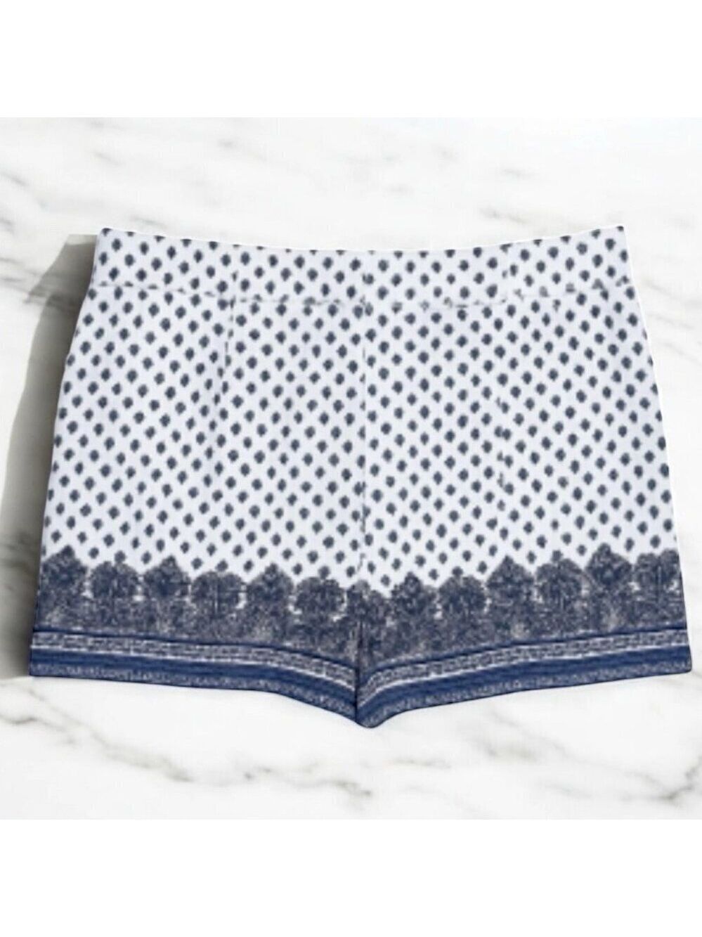 Artisan NY White Blue Print Cotton Spandex Shorts Size 12